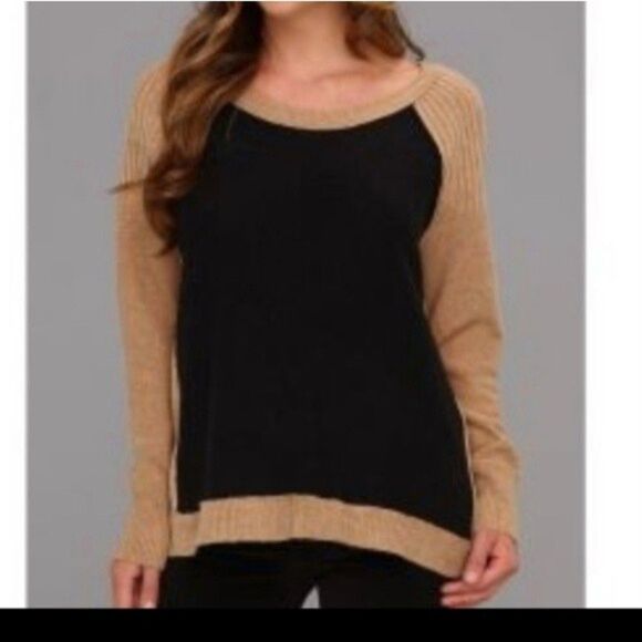 Free People Tan / Black Tabard Color Block Sweater - Picture 1 of 6